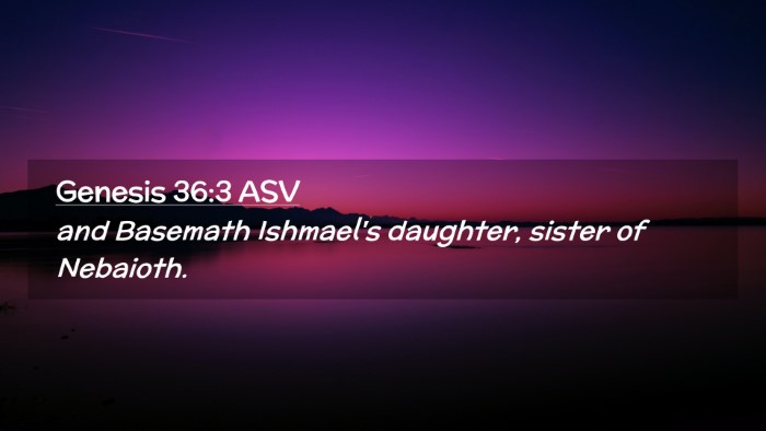 Picture 02 - Genesis 36:3 ASV Desktop Wallpaper - and Basemath Ishmael's daughter, sister of - Desktop Bible Verse Wallpaper