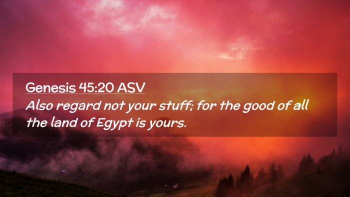 Picture 02 - Genesis 45:20 ASV Desktop Wallpaper - Also regard not your stuff; for the good of all - Desktop Bible Verse Wallpaper