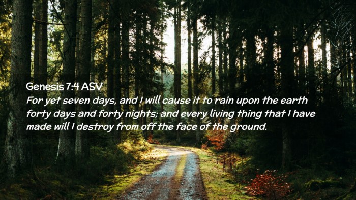 Picture 02 - Genesis 7:4 ASV Desktop Wallpaper - For yet seven days, and I will cause it to rain - Desktop Bible Verse Wallpaper