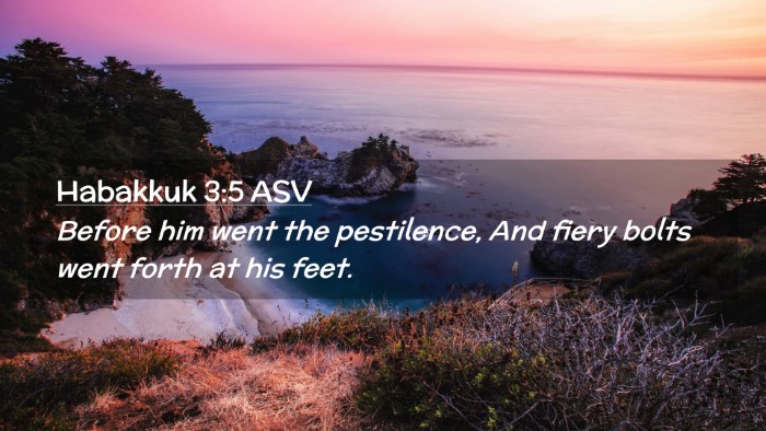 Picture 02 - Habakkuk 3:5 ASV Desktop Wallpaper - Before him went the pestilence, And fiery bolts - Desktop Bible Verse Wallpaper