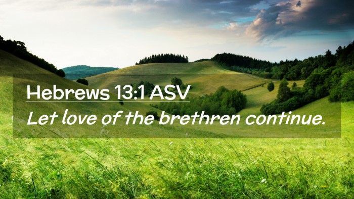 Picture 02 - Hebrews 13:1 ASV Desktop Wallpaper - Let love of the brethren - Desktop Bible Verse Wallpaper
