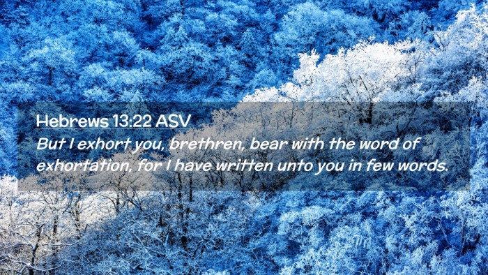 Picture 02 - Hebrews 13:22 ASV Desktop Wallpaper - But I exhort you, brethren, bear with the word of - Desktop Bible Verse Wallpaper