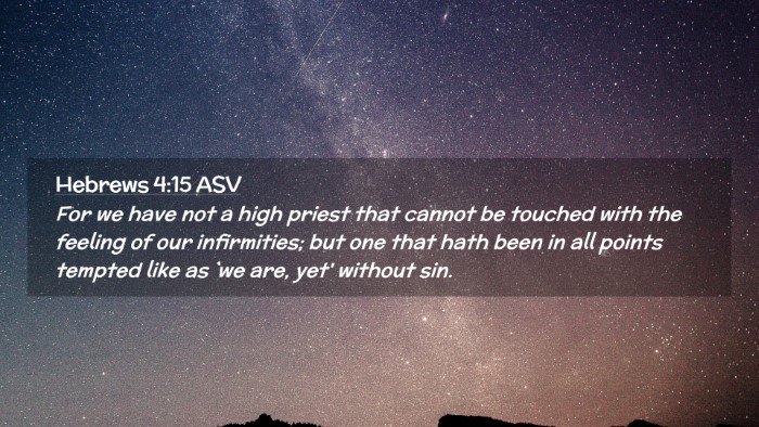 Picture 02 - Hebrews 4:15 ASV Desktop Wallpaper - For we have not a high priest that cannot be - Desktop Bible Verse Wallpaper