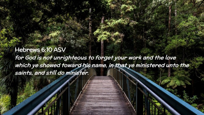 Picture 02 - Hebrews 6:10 ASV Desktop Wallpaper - for God is not unrighteous to forget your work - Desktop Bible Verse Wallpaper