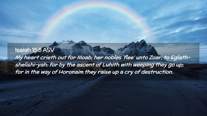 Picture 02 - Isaiah 15:5 ASV Desktop Wallpaper - My heart crieth out for Moab; her nobles `flee' - Desktop Bible Verse Wallpaper