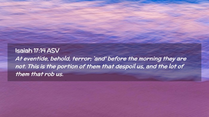 Picture 02 - Isaiah 17:14 ASV Desktop Wallpaper - At eventide, behold, terror; `and' before the - Desktop Bible Verse Wallpaper