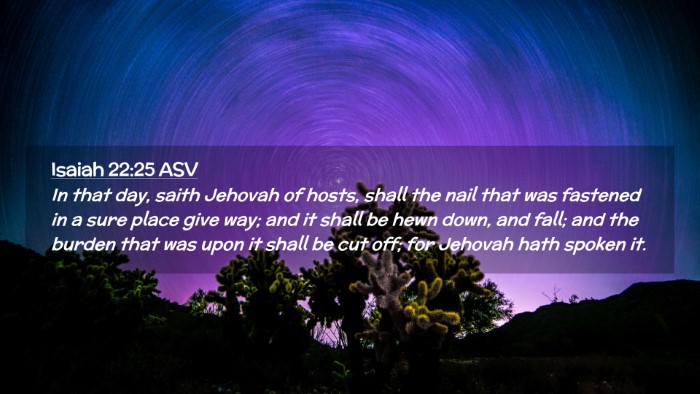 Picture 02 - Isaiah 22:25 ASV Desktop Wallpaper - In that day, saith Jehovah of hosts, shall the - Desktop Bible Verse Wallpaper
