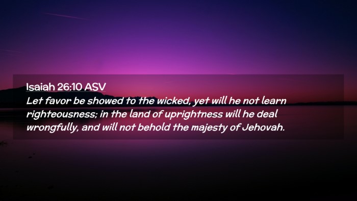 Picture 02 - Isaiah 26:10 ASV Desktop Wallpaper - Let favor be showed to the wicked, yet will he - Desktop Bible Verse Wallpaper