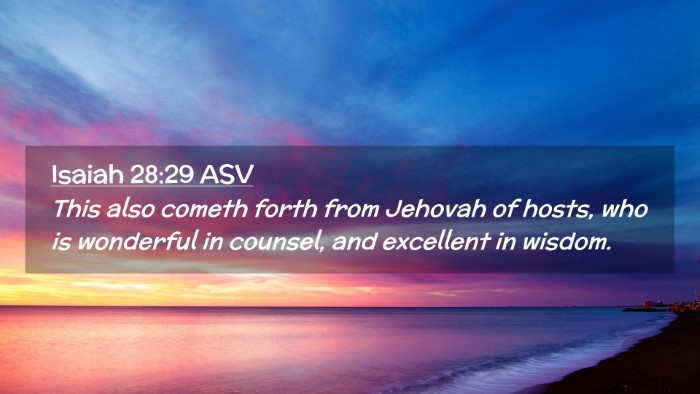Picture 02 - Isaiah 28:29 ASV Desktop Wallpaper - This also cometh forth from Jehovah of hosts, who - Desktop Bible Verse Wallpaper