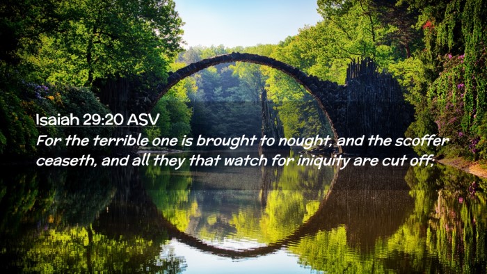 Picture 02 - Isaiah 29:20 ASV Desktop Wallpaper - For the terrible one is brought to nought, and - Desktop Bible Verse Wallpaper
