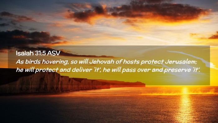 Picture 02 - Isaiah 31:5 ASV Desktop Wallpaper - As birds hovering, so will Jehovah of hosts - Desktop Bible Verse Wallpaper