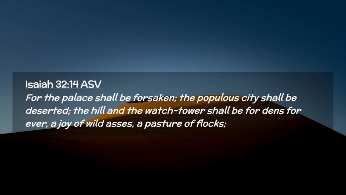 Picture 02 - Isaiah 32:14 ASV Desktop Wallpaper - For the palace shall be forsaken; the populous - Desktop Bible Verse Wallpaper