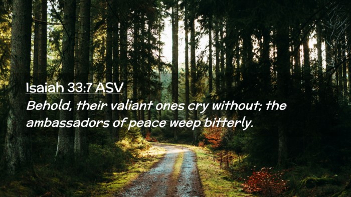 Picture 02 - Isaiah 33:7 ASV Desktop Wallpaper - Behold, their valiant ones cry without; the - Desktop Bible Verse Wallpaper