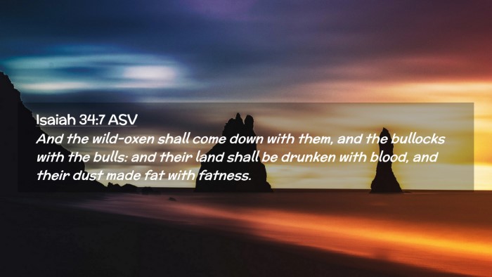 Picture 02 - Isaiah 34:7 ASV Desktop Wallpaper - And the wild-oxen shall come down with them, and - Desktop Bible Verse Wallpaper