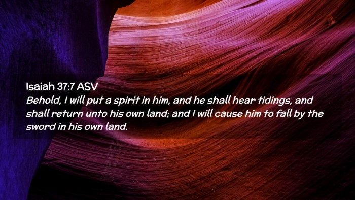 Picture 02 - Isaiah 37:7 ASV Desktop Wallpaper - Behold, I will put a spirit in him, and he shall - Desktop Bible Verse Wallpaper