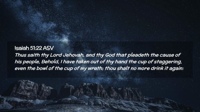 Picture 02 - Isaiah 51:22 ASV Desktop Wallpaper - Thus saith thy Lord Jehovah, and thy God that - Desktop Bible Verse Wallpaper