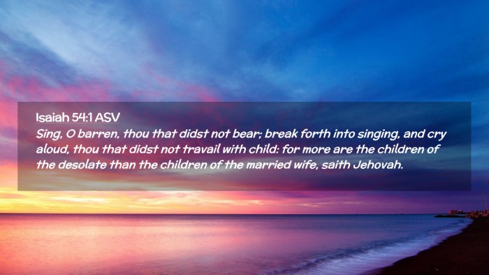 Picture 02 - Isaiah 54:1 ASV Desktop Wallpaper - Sing, O barren, thou that didst not bear; break - Desktop Bible Verse Wallpaper