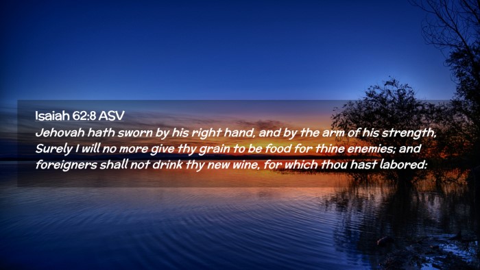 Picture 02 - Isaiah 62:8 ASV Desktop Wallpaper - Jehovah hath sworn by his right hand, and by the - Desktop Bible Verse Wallpaper
