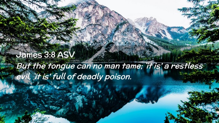 Picture 02 - James 3:8 ASV Desktop Wallpaper - But the tongue can no man tame; `it is' a - Desktop Bible Verse Wallpaper