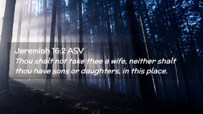 Picture 02 - Jeremiah 16:2 ASV Desktop Wallpaper - Thou shalt not take thee a wife, neither shalt - Desktop Bible Verse Wallpaper