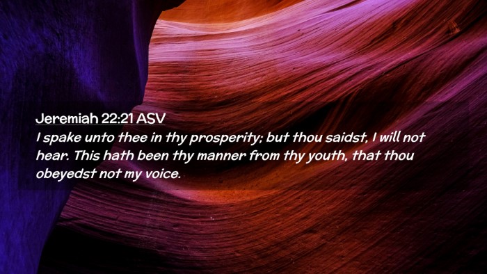 Picture 02 - Jeremiah 22:21 ASV Desktop Wallpaper - I spake unto thee in thy prosperity; but thou - Desktop Bible Verse Wallpaper