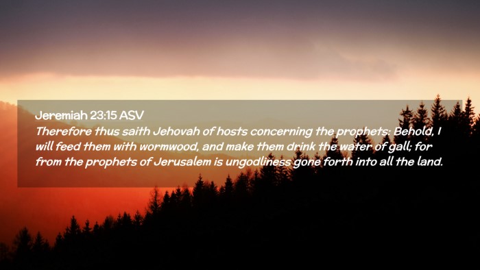 Picture 02 - Jeremiah 23:15 ASV Desktop Wallpaper - Therefore thus saith Jehovah of hosts concerning - Desktop Bible Verse Wallpaper