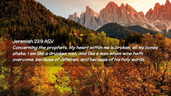 Picture 02 - Jeremiah 23:9 ASV Desktop Wallpaper - Concerning the prophets. My heart within me is - Desktop Bible Verse Wallpaper