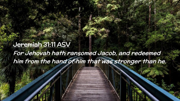 Picture 02 - Jeremiah 31:11 ASV Desktop Wallpaper - For Jehovah hath ransomed Jacob, and redeemed him - Desktop Bible Verse Wallpaper
