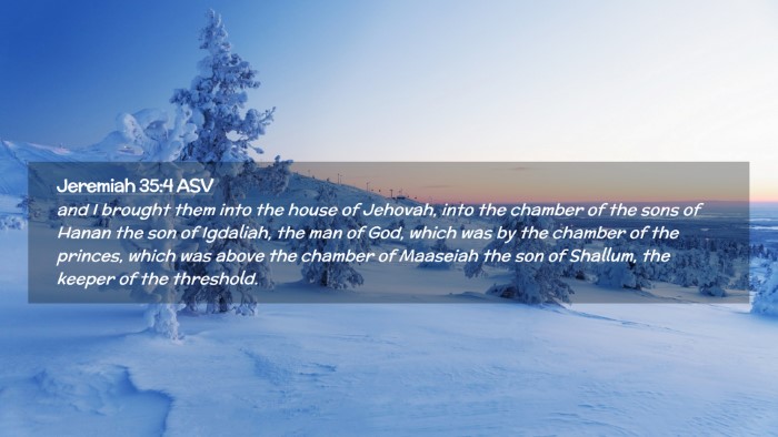 Picture 02 - Jeremiah 35:4 ASV Desktop Wallpaper - and I brought them into the house of Jehovah, - Desktop Bible Verse Wallpaper