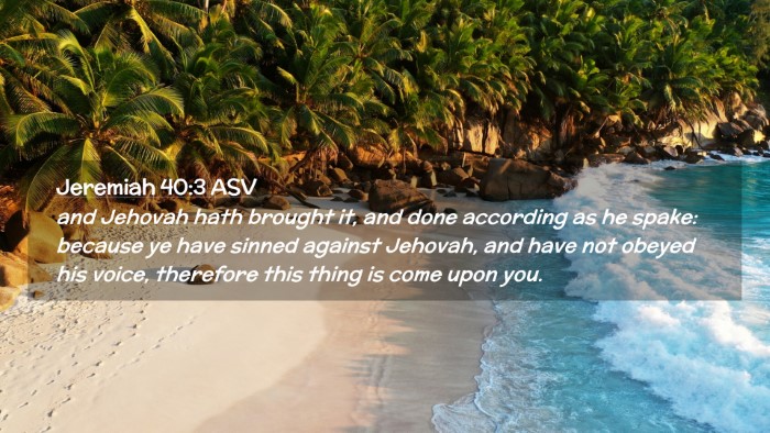 Picture 02 - Jeremiah 40:3 ASV Desktop Wallpaper - and Jehovah hath brought it, and done according - Desktop Bible Verse Wallpaper