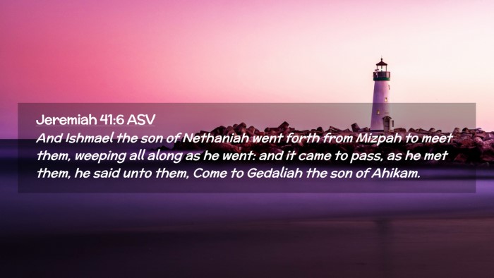 Picture 02 - Jeremiah 41:6 ASV Desktop Wallpaper - And Ishmael the son of Nethaniah went forth from - Desktop Bible Verse Wallpaper