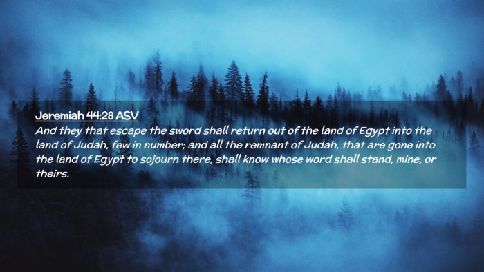 Picture 02 - Jeremiah 44:28 ASV Desktop Wallpaper - And they that escape the sword shall return out - Desktop Bible Verse Wallpaper