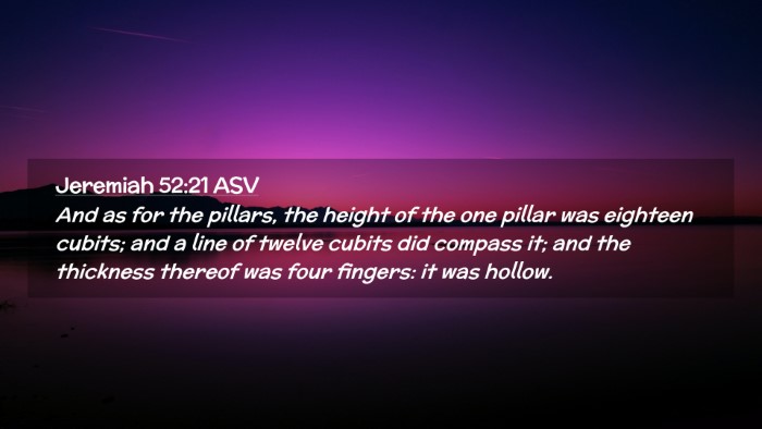 Picture 02 - Jeremiah 52:21 ASV Desktop Wallpaper - And as for the pillars, the height of the one - Desktop Bible Verse Wallpaper