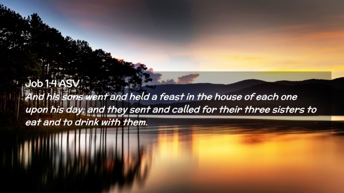 Picture 02 - Job 1:4 ASV Desktop Wallpaper - And his sons went and held a feast in the house - Desktop Bible Verse Wallpaper