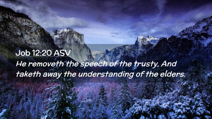 Picture 02 - Job 12:20 ASV Desktop Wallpaper - He removeth the speech of the trusty, And taketh - Desktop Bible Verse Wallpaper