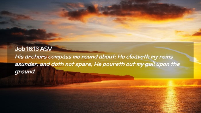 Picture 02 - Job 16:13 ASV Desktop Wallpaper - His archers compass me round about; He cleaveth - Desktop Bible Verse Wallpaper