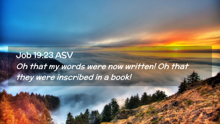 Picture 02 - Job 19:23 ASV Desktop Wallpaper - Oh that my words were now written! Oh that they - Desktop Bible Verse Wallpaper