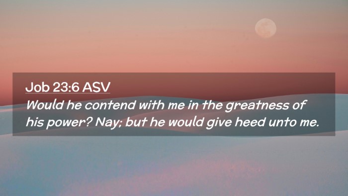Picture 02 - Job 23:6 ASV Desktop Wallpaper - Would he contend with me in the greatness of his - Desktop Bible Verse Wallpaper