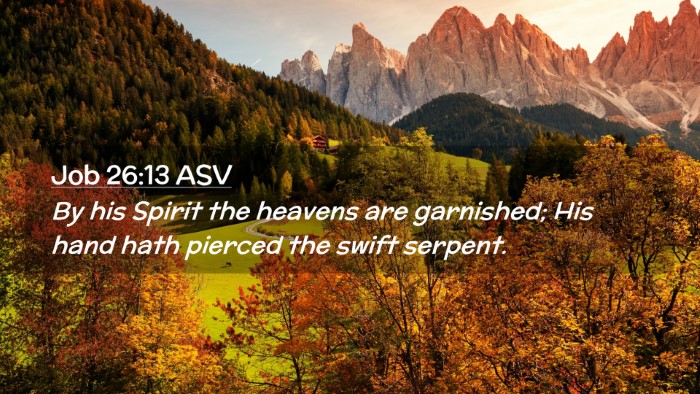 Picture 02 - Job 26:13 ASV Desktop Wallpaper - By his Spirit the heavens are garnished; His hand - Desktop Bible Verse Wallpaper