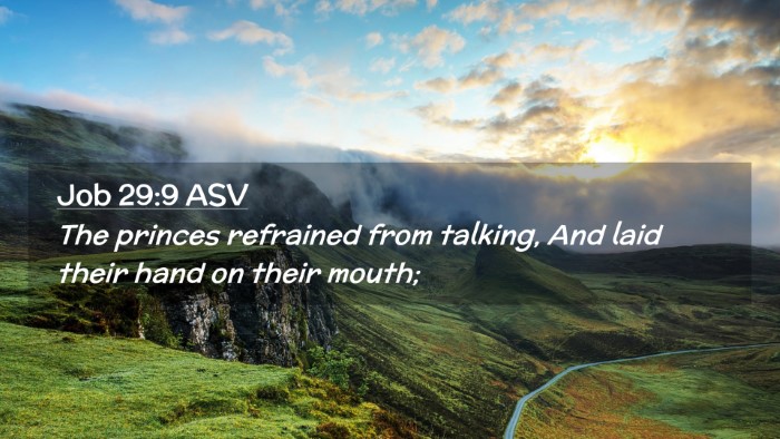 Picture 02 - Job 29:9 ASV Desktop Wallpaper - The princes refrained from talking, And laid - Desktop Bible Verse Wallpaper