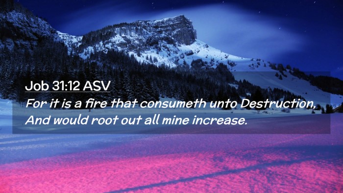 Picture 02 - Job 31:12 ASV Desktop Wallpaper - For it is a fire that consumeth unto Destruction, - Desktop Bible Verse Wallpaper