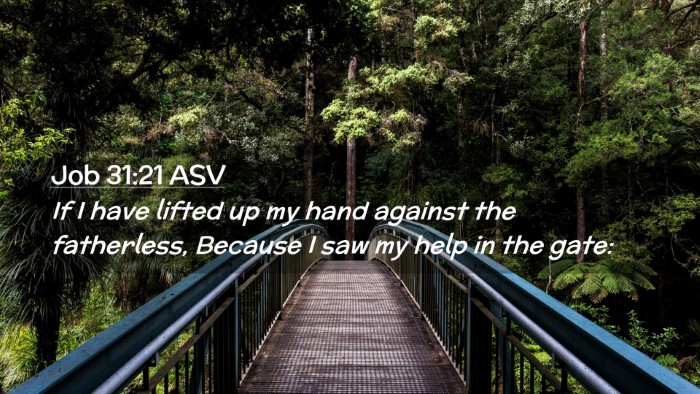 Picture 02 - Job 31:21 ASV Desktop Wallpaper - If I have lifted up my hand against the - Desktop Bible Verse Wallpaper