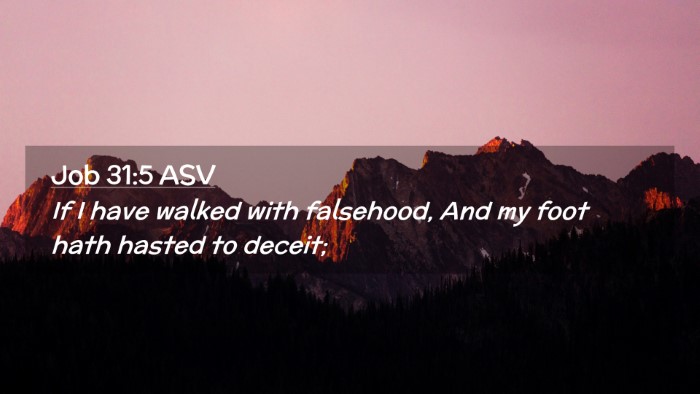 Picture 02 - Job 31:5 ASV Desktop Wallpaper - If I have walked with falsehood, And my foot hath - Desktop Bible Verse Wallpaper