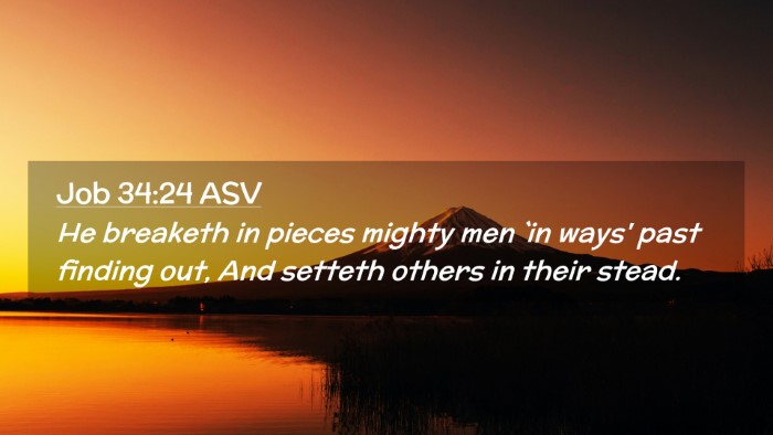 Picture 02 - Job 34:24 ASV Desktop Wallpaper - He breaketh in pieces mighty men `in ways' past - Desktop Bible Verse Wallpaper