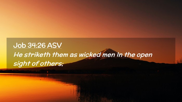 Picture 02 - Job 34:26 ASV Desktop Wallpaper - He striketh them as wicked men In the open sight - Desktop Bible Verse Wallpaper