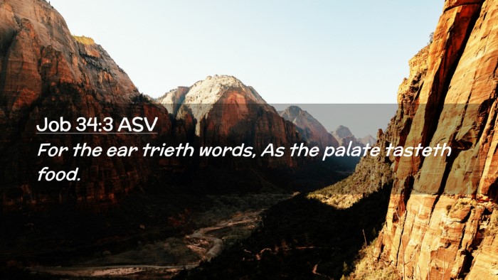 Picture 02 - Job 34:3 ASV Desktop Wallpaper - For the ear trieth words, As the palate tasteth - Desktop Bible Verse Wallpaper