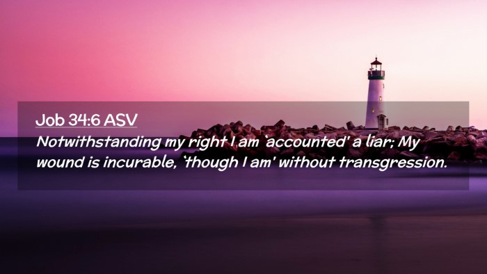 Picture 02 - Job 34:6 ASV Desktop Wallpaper - Notwithstanding my right I am `accounted' a liar; - Desktop Bible Verse Wallpaper