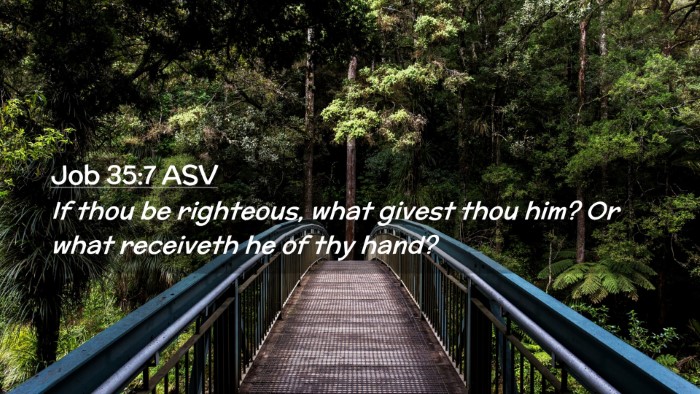 Picture 02 - Job 35:7 ASV Desktop Wallpaper - If thou be righteous, what givest thou him? Or - Desktop Bible Verse Wallpaper