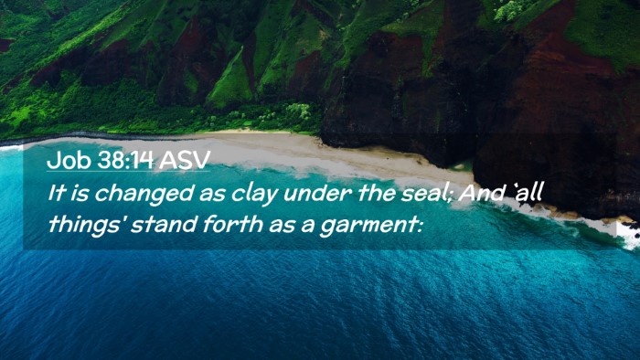 Picture 02 - Job 38:14 ASV Desktop Wallpaper - It is changed as clay under the seal; And `all - Desktop Bible Verse Wallpaper