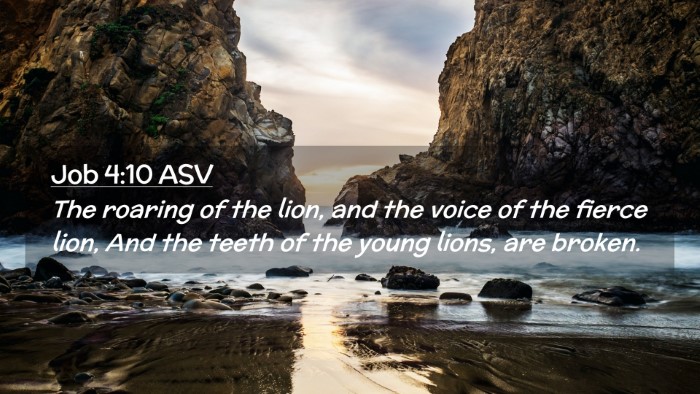 Picture 02 - Job 4:10 ASV Desktop Wallpaper - The roaring of the lion, and the voice of the - Desktop Bible Verse Wallpaper